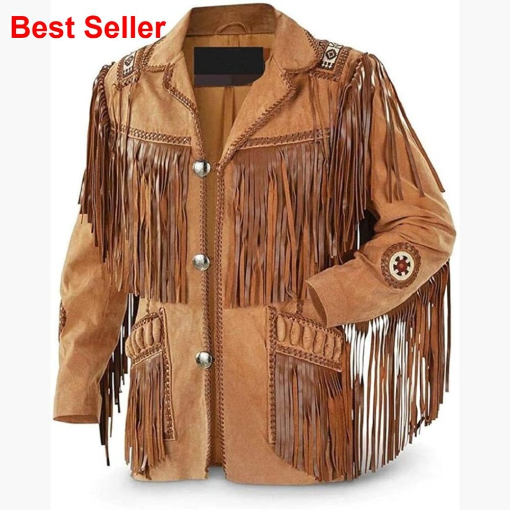 Genuine Suede Leather Fringe Jacket Western Cowgirl Style